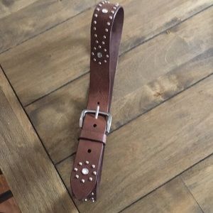 Leather belt studded rhinestones perfect condition